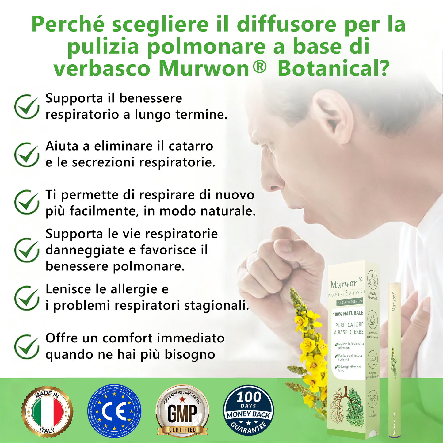 Negozio ufficiale🌐𝑀𝑢𝑟𝑤𝗈𝗇® 𝑫𝒊𝒇𝒇𝒖𝒔𝒐𝒓𝒆 𝒃𝒐𝒕𝒂𝒏𝒊𝒄𝒐 𝒅𝒊 𝒗𝒆𝒓𝒃𝒂𝒔𝒄𝒐 𝒑𝒆𝒓 𝒍𝒂 𝒑𝒖𝒍𝒊𝒛𝒊𝒂 𝒅𝒆𝒊 𝒑𝒐𝒍𝒎𝒐𝒏𝒊(🫁Indicato per tosse, faringite, respiro affannoso, eccesso di muco, congestione nasale, bronchite, sintomi allergici e fastidi polmonari)