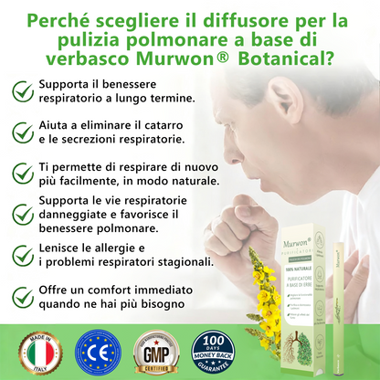 Negozio ufficiale🌐𝑀𝑢𝑟𝑤𝗈𝗇® 𝑫𝒊𝒇𝒇𝒖𝒔𝒐𝒓𝒆 𝒃𝒐𝒕𝒂𝒏𝒊𝒄𝒐 𝒅𝒊 𝒗𝒆𝒓𝒃𝒂𝒔𝒄𝒐 𝒑𝒆𝒓 𝒍𝒂 𝒑𝒖𝒍𝒊𝒛𝒊𝒂 𝒅𝒆𝒊 𝒑𝒐𝒍𝒎𝒐𝒏𝒊(🫁Indicato per tosse, faringite, respiro affannoso, eccesso di muco, congestione nasale, bronchite, sintomi allergici e fastidi polmonari)